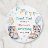 かわいいキティ猫1歳の誕生日パーティー フェイバータグ (正面)