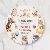 かわいいキティ猫1歳の誕生日パーティー フェイバータグ (裏面)