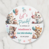 かわいいキティ猫1歳の誕生日パーティー フェイバータグ (裏面)