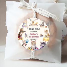 かわいいキティ猫1歳の誕生日パーティー フェイバータグ