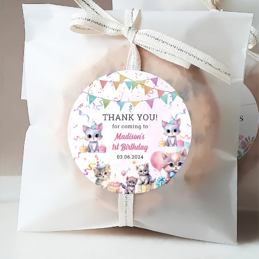 かわいいキティ猫1歳の誕生日パーティー フェイバータグ