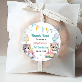 かわいいキティ猫1歳の誕生日パーティー フェイバータグ