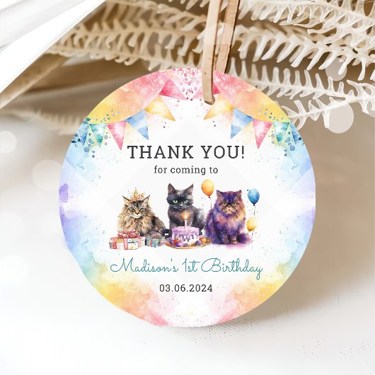 かわいいキティ猫1歳の誕生日パーティー フェイバータグ