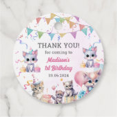 かわいいキティ猫1歳の誕生日パーティー フェイバータグ (裏面)