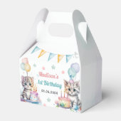 かわいいキティ猫1歳の誕生日パーティー フェイバーボックス (正面サイド)