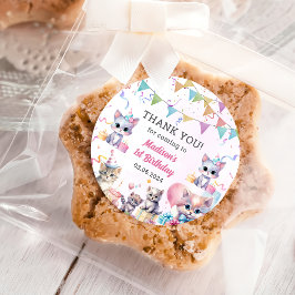 かわいいキティ猫1歳の誕生日パーティー ラウンドシール