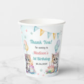 かわいいキティ猫1歳の誕生日 紙コップ (正面)