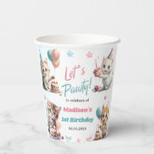 かわいいキティ猫1歳の誕生日 紙コップ (裏面)