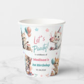かわいいキティ猫1歳の誕生日 紙コップ (正面)