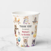 かわいいキティ猫1歳の誕生日 紙コップ (裏面)