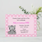 かわいいキティ猫10歳の誕生日招待状for Girls 招待状 (スタンド正面)