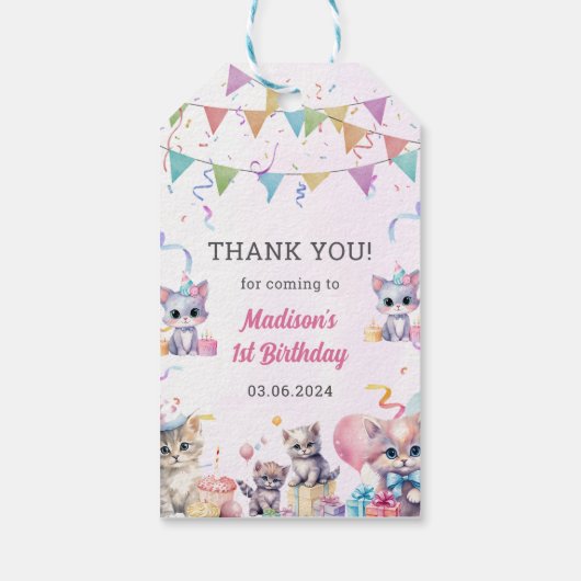 かわいいキティ猫1st誕生日パーティープレゼントラベル ギフトタグ (裏面)