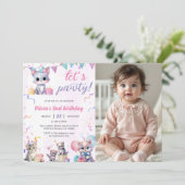 かわいいキティ猫2nd誕生日パーティー写真 招待状 (スタンド正面)