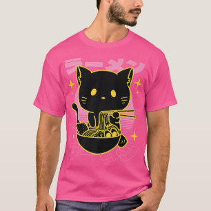かわいいキティ食べネコのラーメンかわいいキッテオタクね Tシャツ
