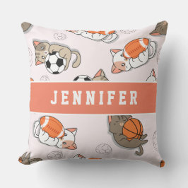 かわいいキティ＆スポーツボール 女の子の名前 子供 クッション