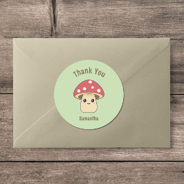 かわいいキノコありがとうステッカー ラウンドシール