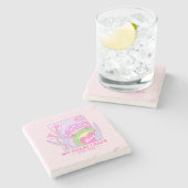 かわいいキノコとカエル – 私のハートはあなたのために跳躍 ストーンコースター (横)