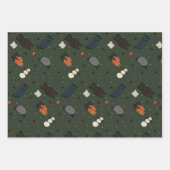 かわいいキノコとクマ、ハリネズミ、ネズミの冬 ラッピングペーパーシート (正面3)