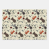 かわいいキノコとクマ、ハリネズミ、ネズミの冬 ラッピングペーパーシート (正面2)