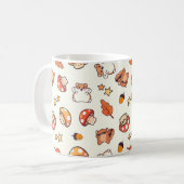 かわいいキノコと動物 – クリーム コーヒーマグカップ (正面左)