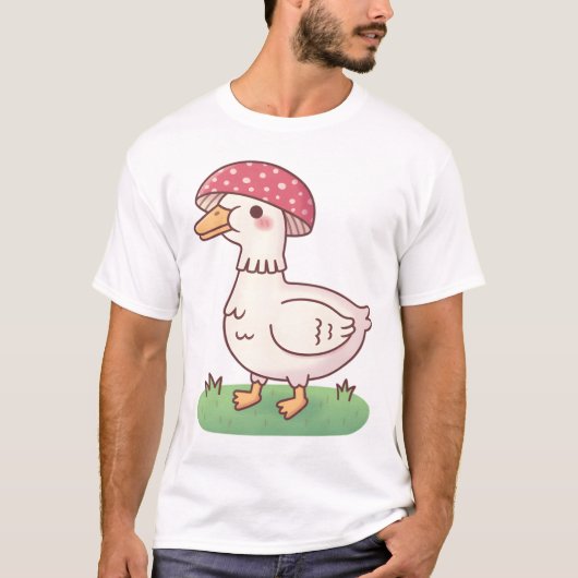 かわいいキノコのアヒル Tシャツ (正面)