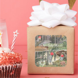 かわいいキノコのウッドランドカエル赤ちゃんシャワー スクエアシール