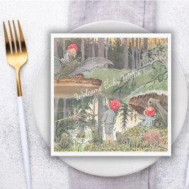 かわいいキノコのウッドランドカエル赤ちゃんシャワー スタンダードランチョンナプキン