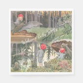 かわいいキノコのウッドランドカエル赤ちゃんシャワー スタンダードランチョンナプキン (正面)