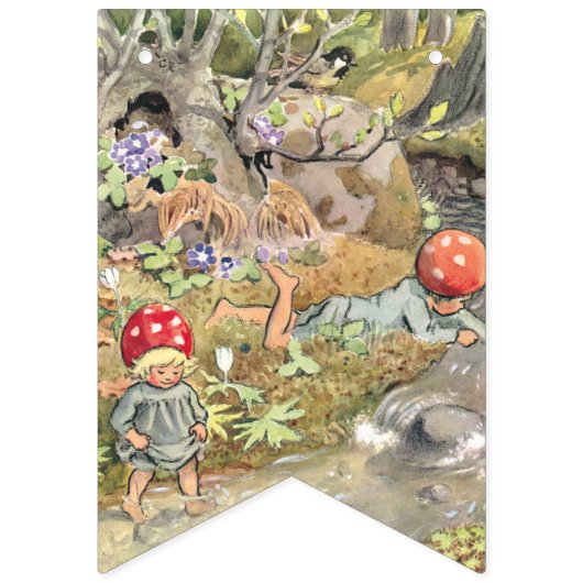 かわいいキノコのウッドランドカエル赤ちゃんシャワー バンティングフラッグ (第3の旗)