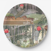 かわいいキノコのウッドランドカエル赤ちゃんシャワー ペーパープレート (正面)