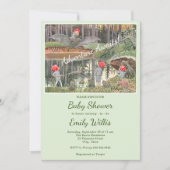 かわいいキノコのウッドランドカエル赤ちゃんシャワー 招待状 (正面)