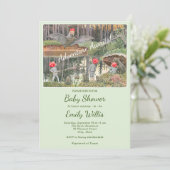 かわいいキノコのウッドランドカエル赤ちゃんシャワー 招待状 (スタンド正面)