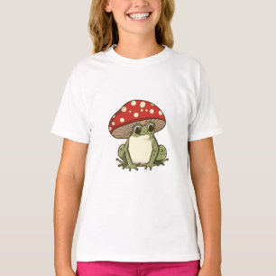 かわいいキノコのカエル Tシャツ