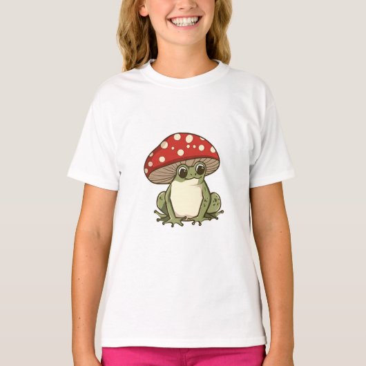 かわいいキノコのカエル Tシャツ (正面)