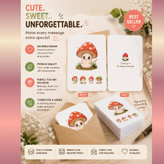 かわいいキノコのネコの招待状カード – かわいいコテージ 招待状