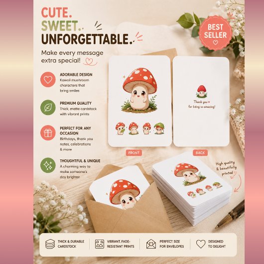 かわいいキノコのネコの招待状カード – かわいいコテージ 招待状
