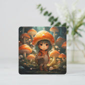 かわいいキノコのフラットカード (スタンド正面)