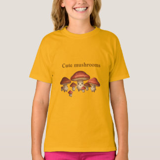 "かわいいキノコの友達 – シンプルでキュートなデザイン" Tシャツ
