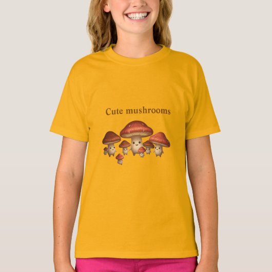 "かわいいキノコの友達 – シンプルでキュートなデザイン"   Tシャツ (正面)