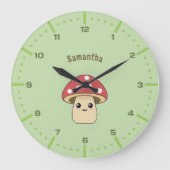 かわいいキノコの壁時計と数字 ラージ壁時計 (正面)