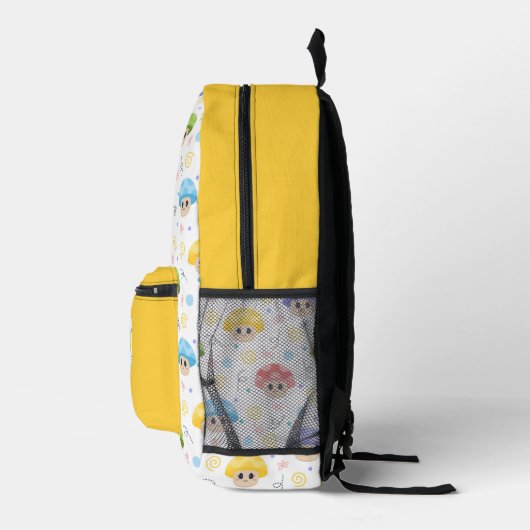 かわいいキノコの子供の漫画パーソナライズされた名 プリントバックパック (右)