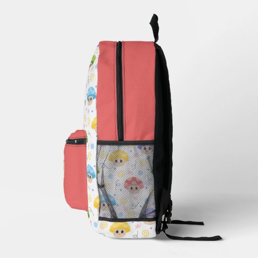 かわいいキノコの子供の漫画パーソナライズされた名 プリントバックパック (右)