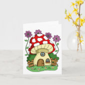 かわいいキノコの家と花あらゆる用途 カード (黄色い花)