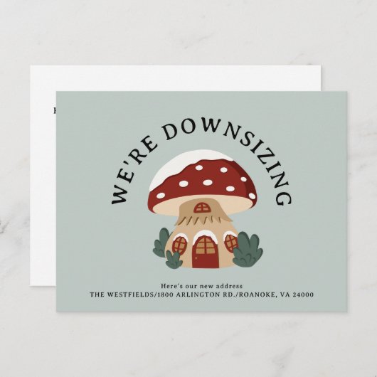 かわいいキノコの家ダウンサイジング新しいホームおもしろい移動 案内ポストカード (正面/裏面)