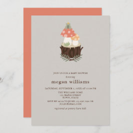 かわいいキノコの赤ちゃんシャワー 招待状