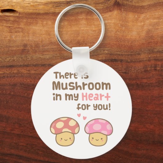 かわいいキノコを私のハートに入れて愛! キーホルダー (正面)