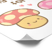 かわいいキノコを私のハートに入れて愛! ポスター (角)