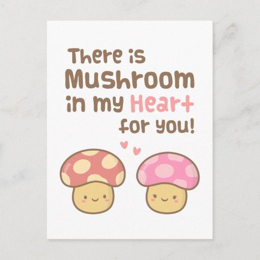 かわいいキノコを私のハートのためにあなた甘いパン ポストカード (正面)