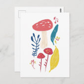 かわいいキノコイラストレーション小 ポストカード (正面/裏面)