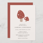 かわいいキノコミニマル秋ベイビーシャワーインビタ 招待状 (正面/裏面)